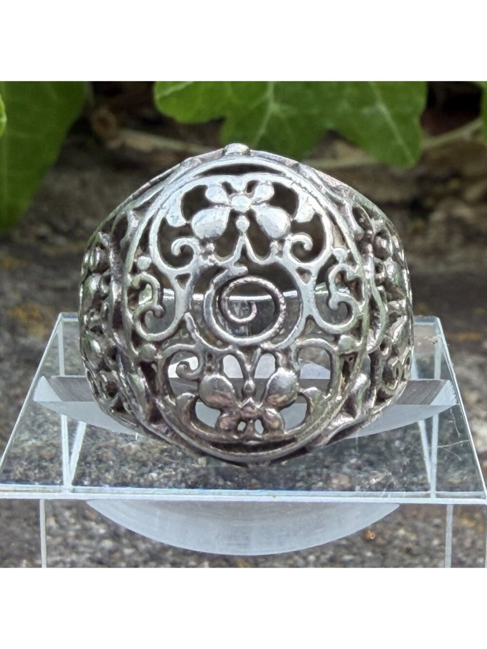 Sterling Silver 6.5 Butterfly Spiral Openwork Dome Statement Ring Boho Vintage